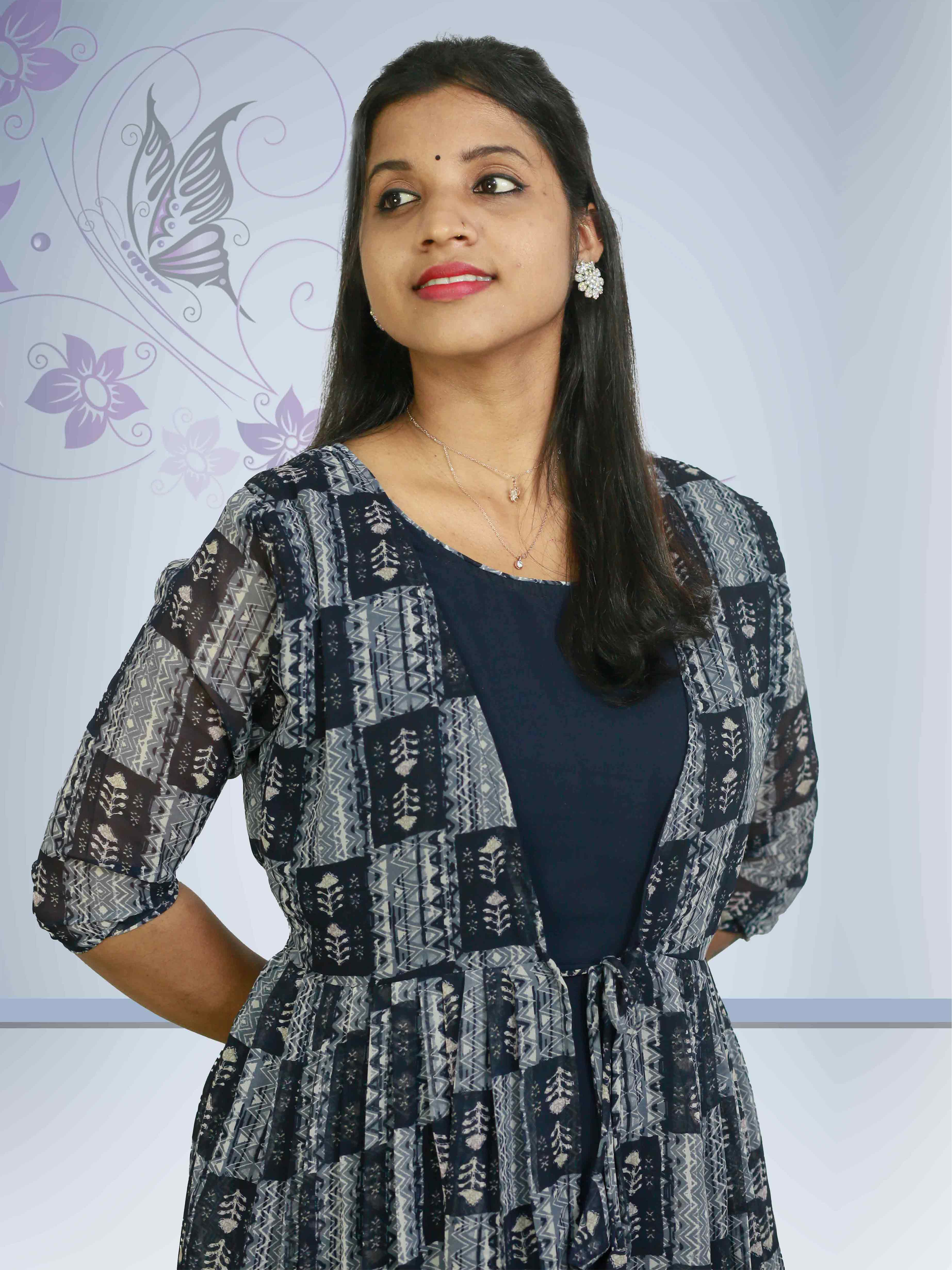 Comfortable Chiffon Feeding Top with 3/4 Sleeves ₹572 - Main Image