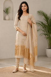 Golden Kasavu Silk Churidar Material