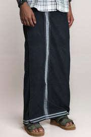 Black Cotton Dhoti with White Border