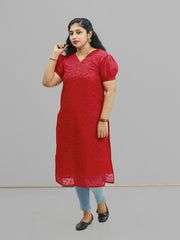 🌟 Trendy Chiffon Puff Sleeve Kurti – ₹495/- 🌟