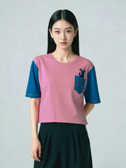 Loopknit Crop Short Top with Embroidery Thread Work