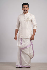 Paul Berg Short Kurta Dhothi Set ā Sequin Scrollwork Design