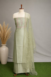 Silk Churidar Material – Floral Thread & Sequins Work