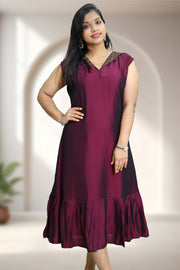 A-Line Kurti in Soft Silk with Embroidery Work