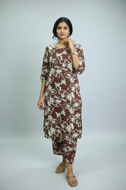 Kurti Palazzo Set – Print & Button Work