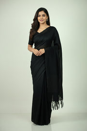 Fancy Chiffon Saree – Plain with Tassels