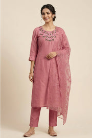 Floral Thread Work Silk Churidar Material