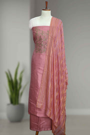 Silk Churidar Material with Sequin & Golden Thread Embroidery