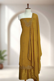 Georgette Churidar Material – Golden Thread Work with Stone