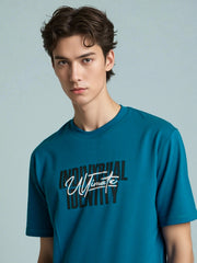 Hog & Fog Round Neck T-Shirt with Front Letter Print