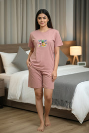Co-Ord Set – Printed Baniyan Fabric(Night dress)