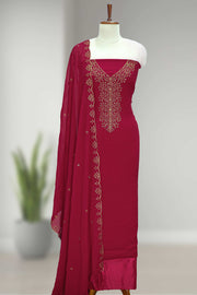 Silk Churidar Material with Golden Embroidery