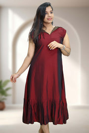 A-Line Kurti in Soft Silk with Embroidery Work