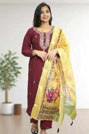 Sparkle Silk Stonework Churidar Set