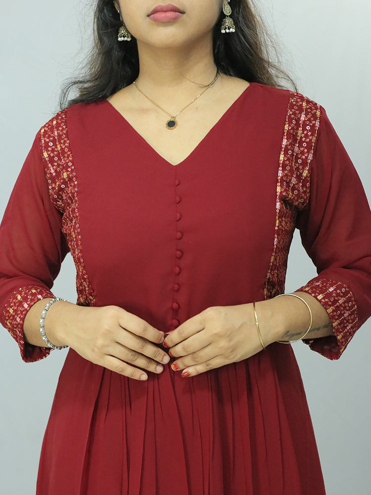 🌸 Serene Elegance: A-Line Maternity Feeding Georgette Kurti
