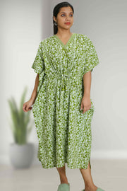 Polycotton Kaftan Night Dress with Floral Print