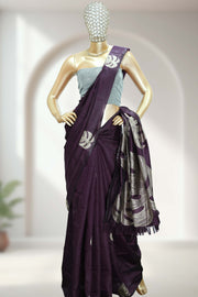 Soft Silk Saree with Floral Print & Tassels