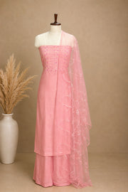 Silk Churidar Material ā Floral Thread & Sequins Work
