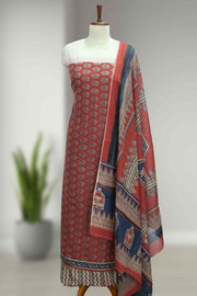 Cotton Churidar Material with Ajrakh Print
