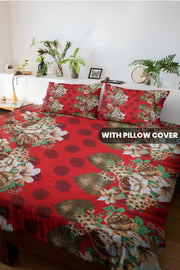 Floral Print Double Bedsheet with Matching Pillow Covers