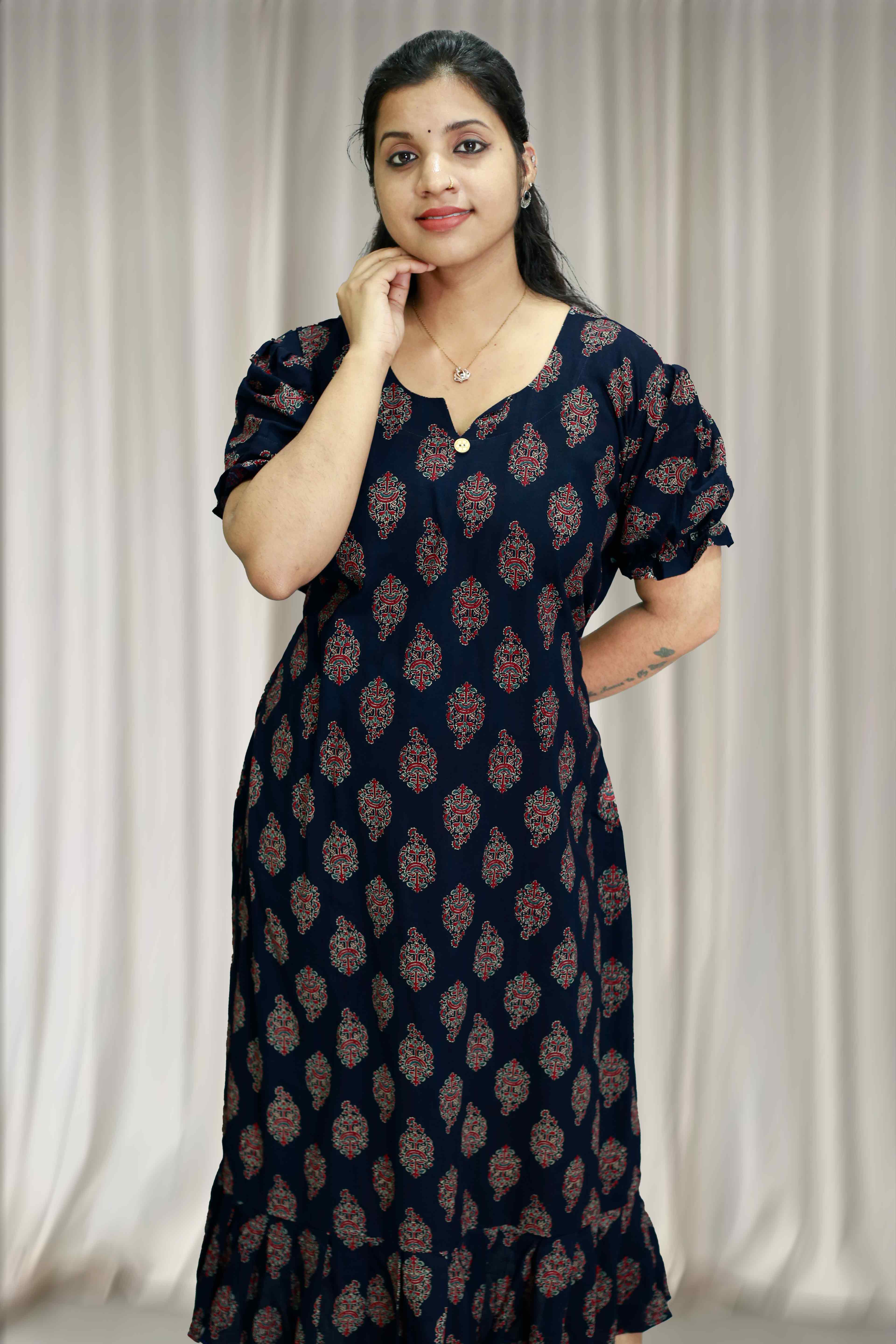 nighty dress design Buy Purple Floral Night Dress for Women from 9shines Label Cotton Blend / M/40
