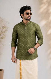 Paul Berg Menās Short Kurta ā Golden Print Work