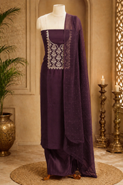 Georgette Churidar Material – Golden Thread Work