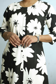 Kurti Palazzo Set – Print & Button Work