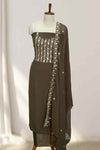 Elegant Georgette Churidar Material – Sequins Floral Edition