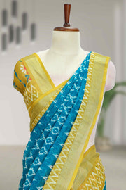 Varanasi Cotton Linen Saree with Ikat Design