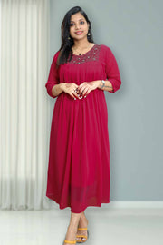 Georgette Flared Top with Cut Beads Work