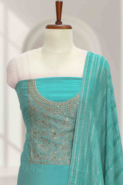 Silk Churidar Material with Golden Embroidery and Box Work