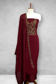 Georgette Churidar Material – Golden Embroidery with Sequins Work
