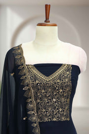 Georgette Churidar Material with Golden Embroidery & Box Work