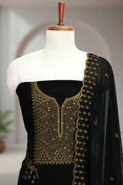 Georgette Churidar Material with Golden Embroidery & Box Work