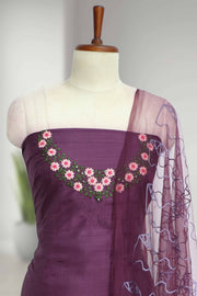Elegant Silk Churidar Material-Floral Print