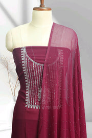 Georgette Churidar Material – Golden Thread Work