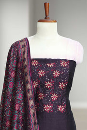 Elegant Silk Churidar Material with  Embroidery Thread Work