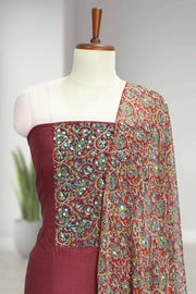 Silk Churidar Material with Mirror Work & Print