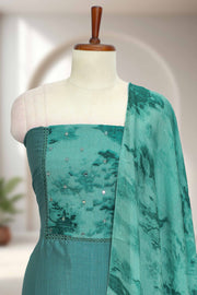 Silk Churidar Material with Lace & Mirror Work