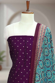 Silk Churidar Material with Button & Butta Work