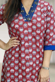 Printed Cotton Kurti with Collar Neck