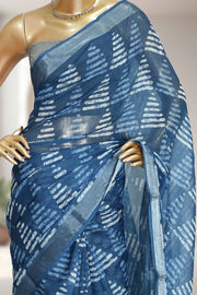 Varanasi Linen Cotton Saree with Printed Design