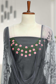 Elegant Silk Churidar Material-Floral Print