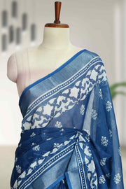 Varanasi Cotton Linen Saree with Batik Design