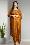 Silk Churidar – Golden Embroidery with Sequins