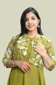 Feeding Top with Floral Print & Collar Neck