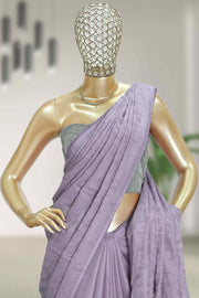 Fancy Cotton Saree with Floral Thread Work