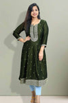 Silk Kurti – Golden Thread & Sequins Elegance