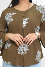 Rayon Short Top with Embroidery